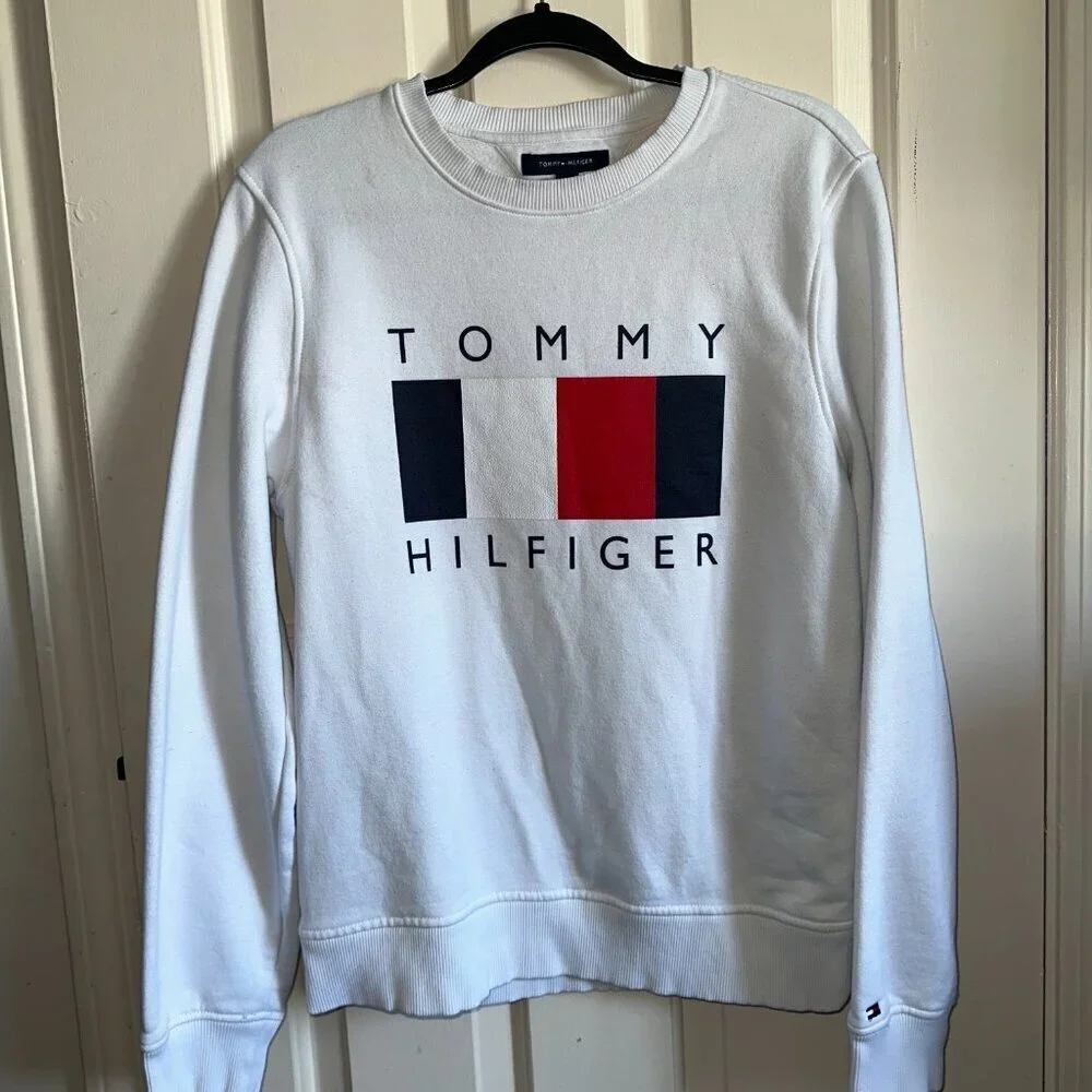 Tommy Hilfiger Long Sleeve White Crewneck Swearshirt Men 78J7731 - Picture 2 of 10
